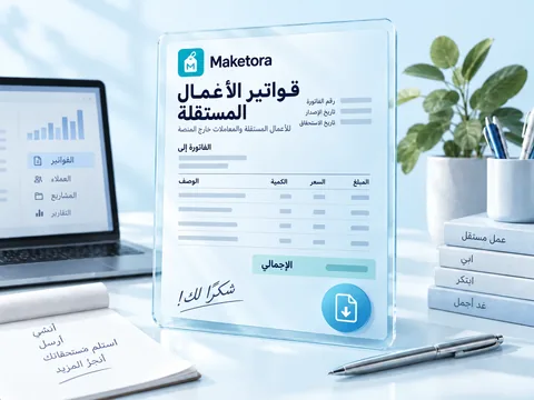 معاينة توضيحية لتطبيق فواتير الأعمال المستقلة